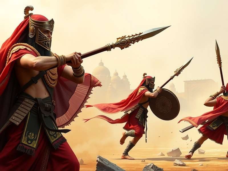 Historical depiction of Royal Mace Warriors in ancient India