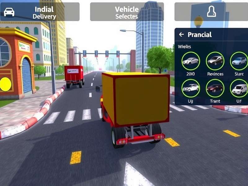 Delivery Dominator Pro gameplay screenshot showing delivery vehicle in Indian city