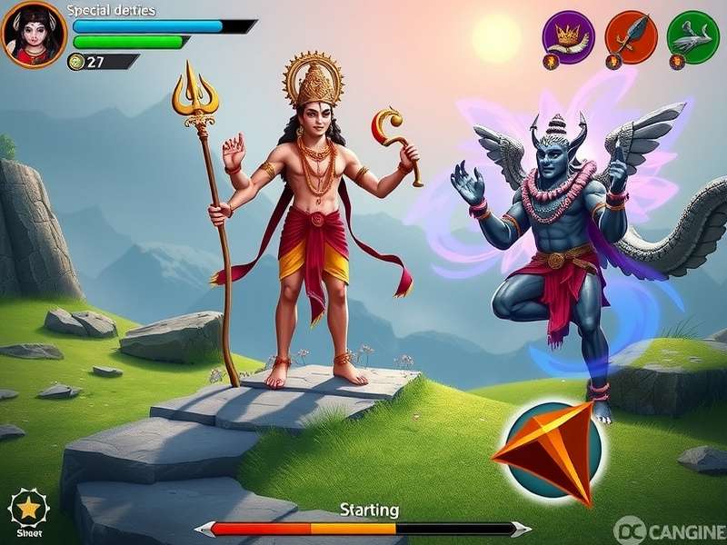 Divine Vishnu Eternal Quest gameplay screenshot showing Vishnu avatar