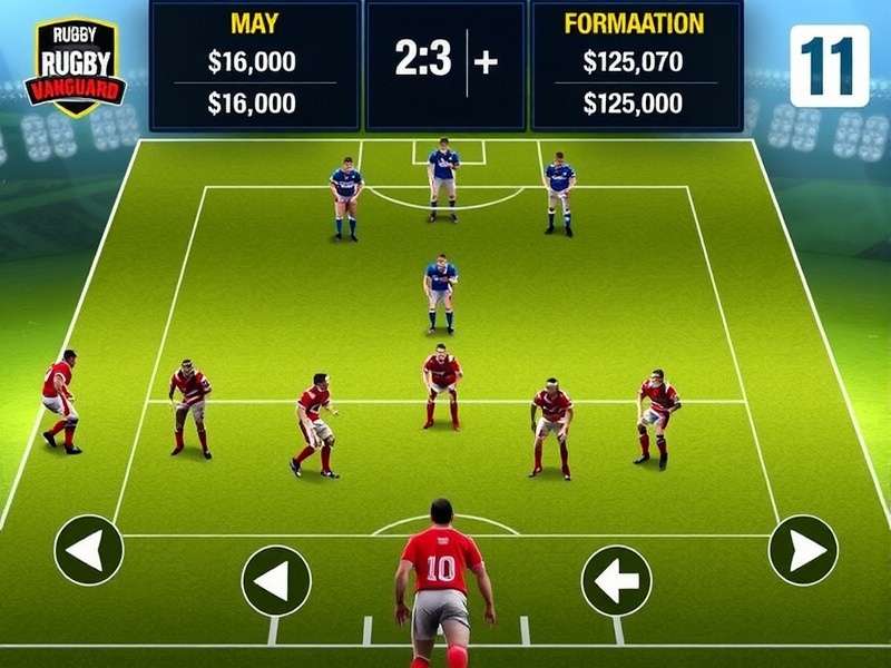 Rugby Aces Vanguard gameplay screenshot showing intense rugby action