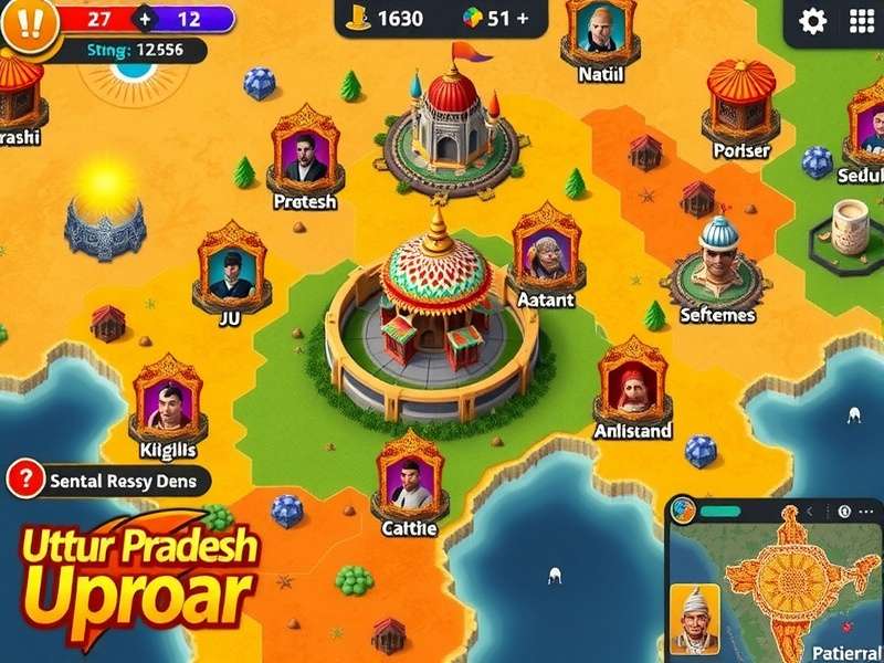 Uttar Pradesh Uproar gameplay screenshot showing vibrant Indian landscapes