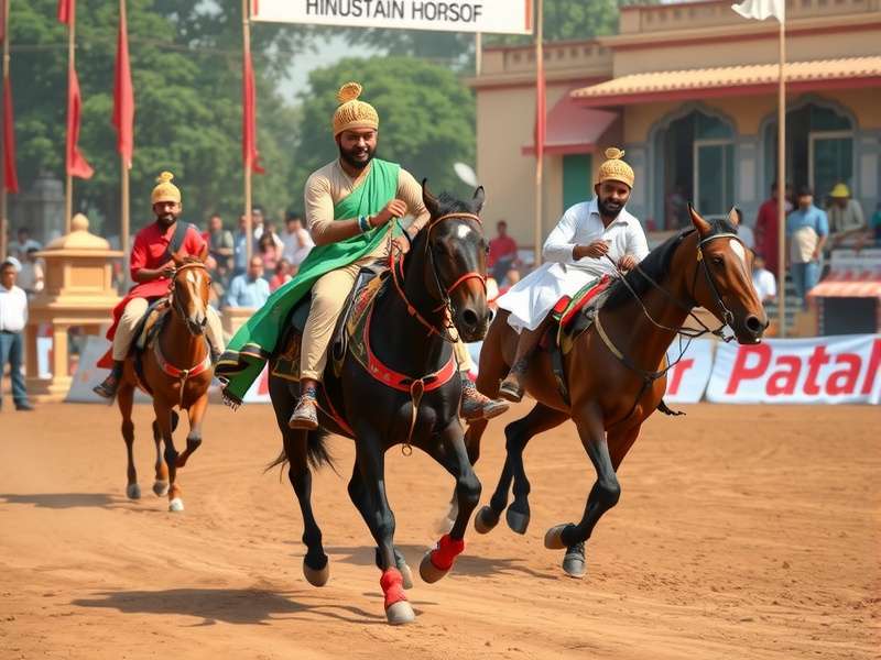Modern Hindustani Horse competition with riders in action