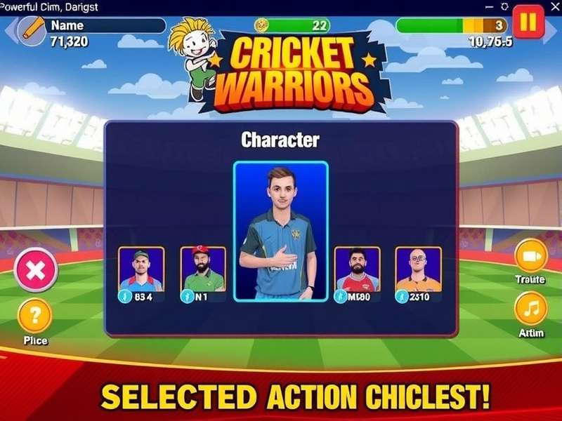 Powerful Cricket Warriors Character Selection Screen