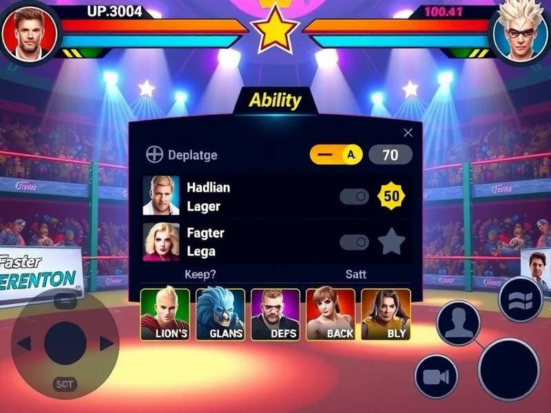 Superstar Battle gameplay screenshot showing character selection and arena
