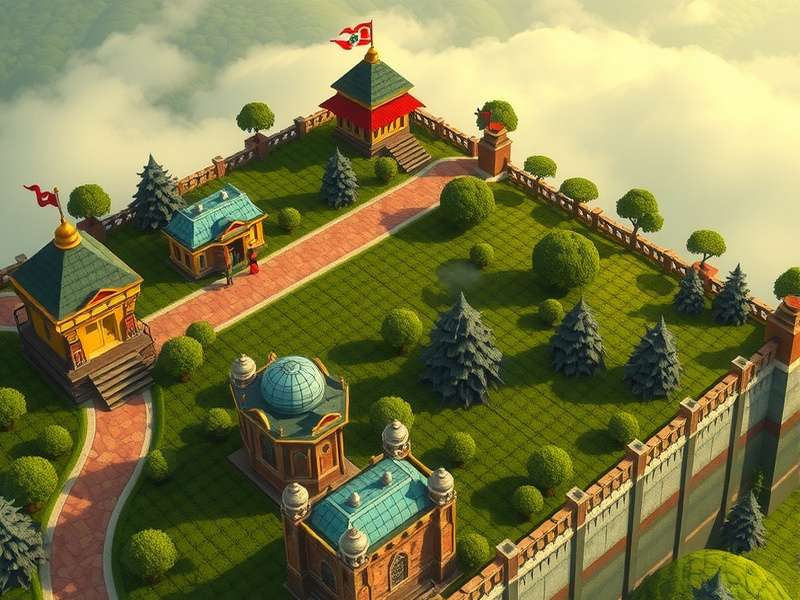 Darjeeling Defender gameplay screenshot showing tea gardens and defensive structures