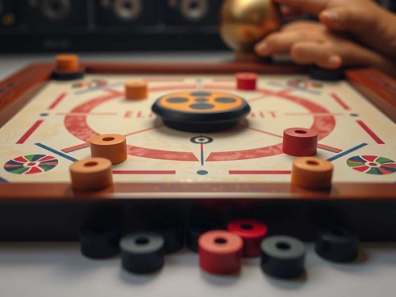 Ultimate Carrom Duel board setup with pieces
