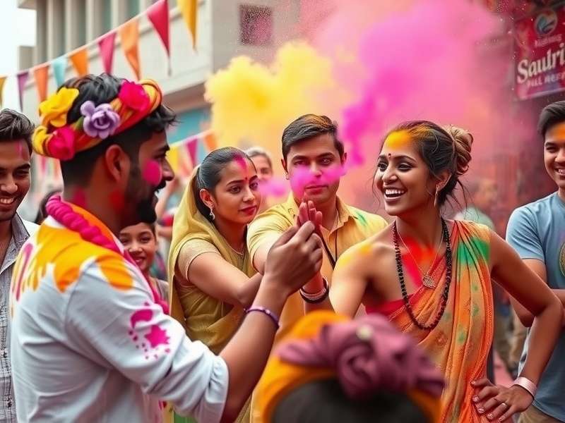 Multiplayer interaction in Joyful Holi Gala