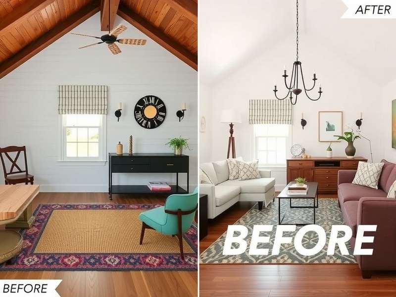 Before and after transformation in Chic Cottage Redesign