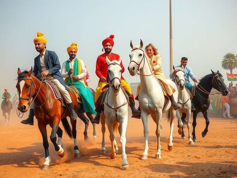 Hindustani Horse competition showing riders in traditional attire