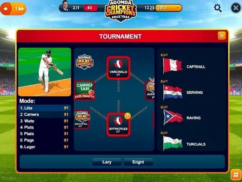 Agonda Cricket Champions tournament mode interface