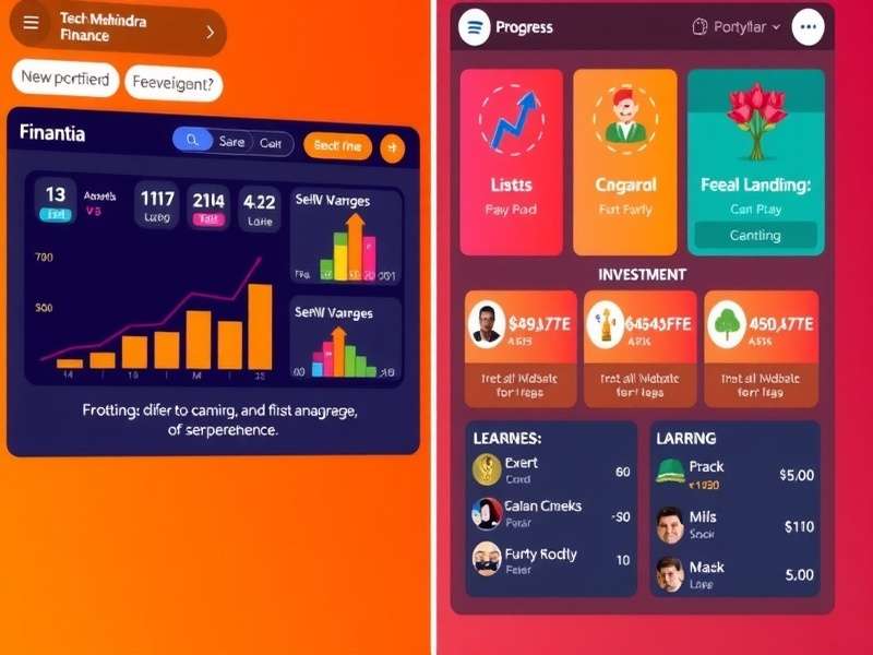 Tech Mahindra Finance Fiend portfolio management screen showing various investment options