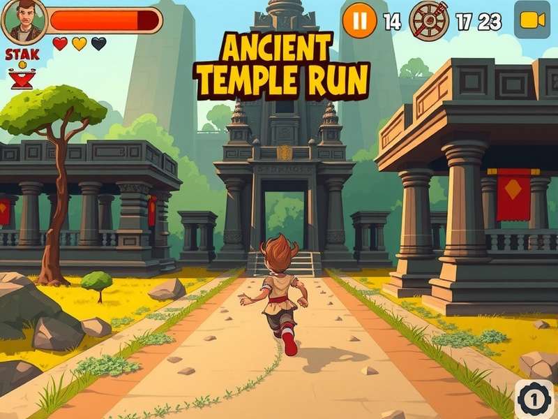 Ancient Temple Run gameplay showing character running through temple