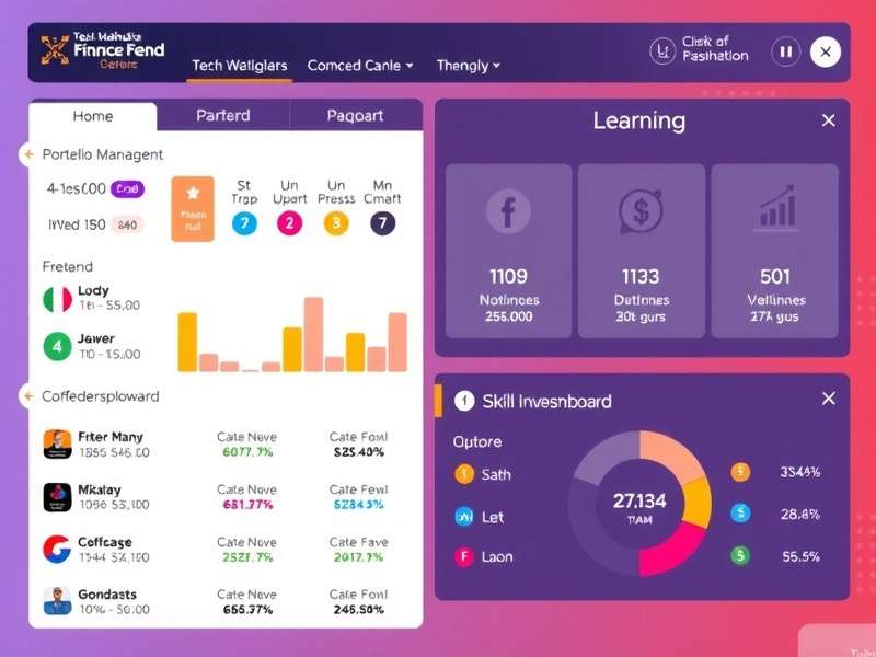 Tech Mahindra Finance Fiend gameplay interface showing financial dashboard and gaming elements