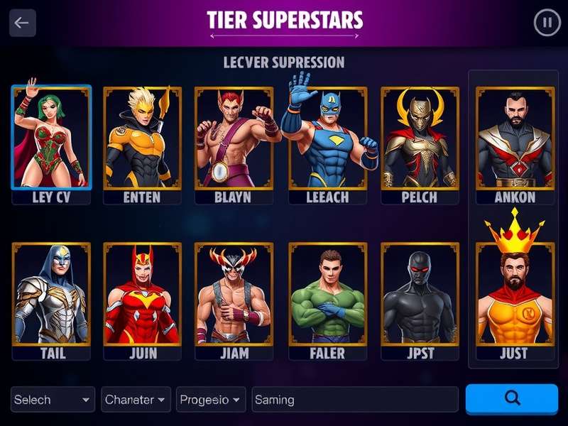 Tier Superstars character roster showing diverse designs