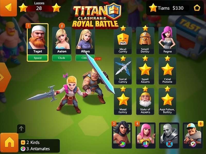 Titan Clash Royal Battle character roster showing different classes