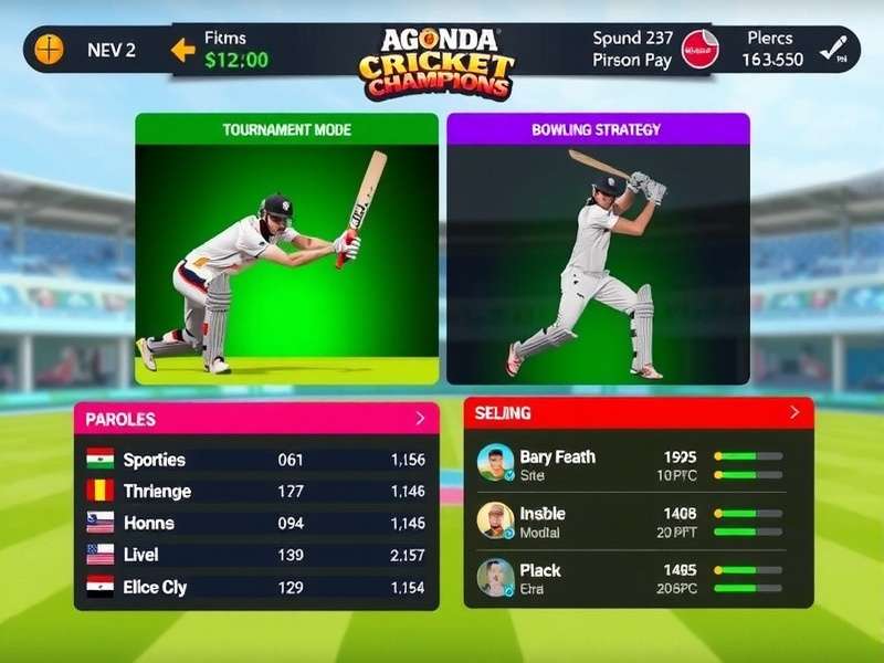 Agonda Cricket Champions gameplay screenshot showing batting interface