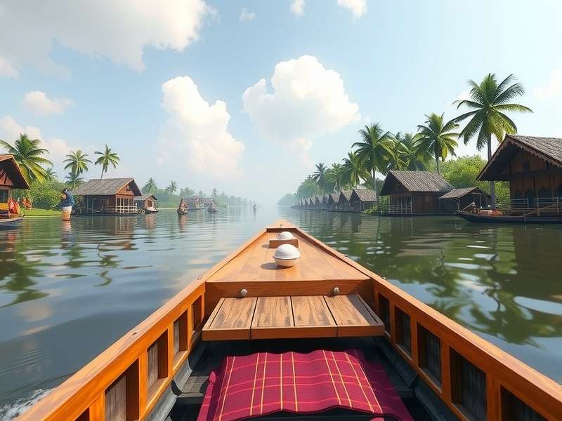 Backwaters Dream Voyage gameplay showing houseboat navigation