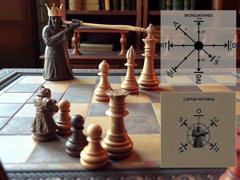 Diagram showing Bicholim Kings piece movements and capture patterns