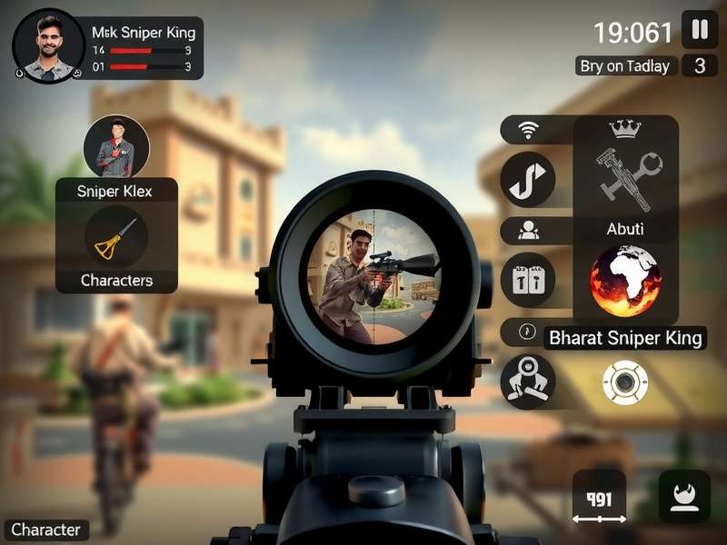 Bharat Sniper King gameplay screenshot showing sniper scope view