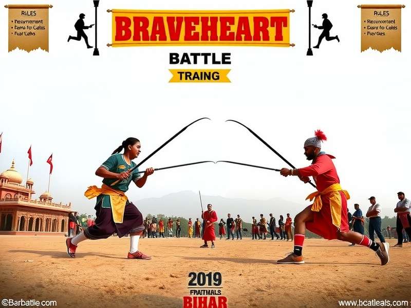Traditional Bihar Braveheart Battle demonstration showing two competitors engaged in combat