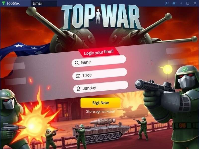 Top War Login Screen and Battle Strategy Interface