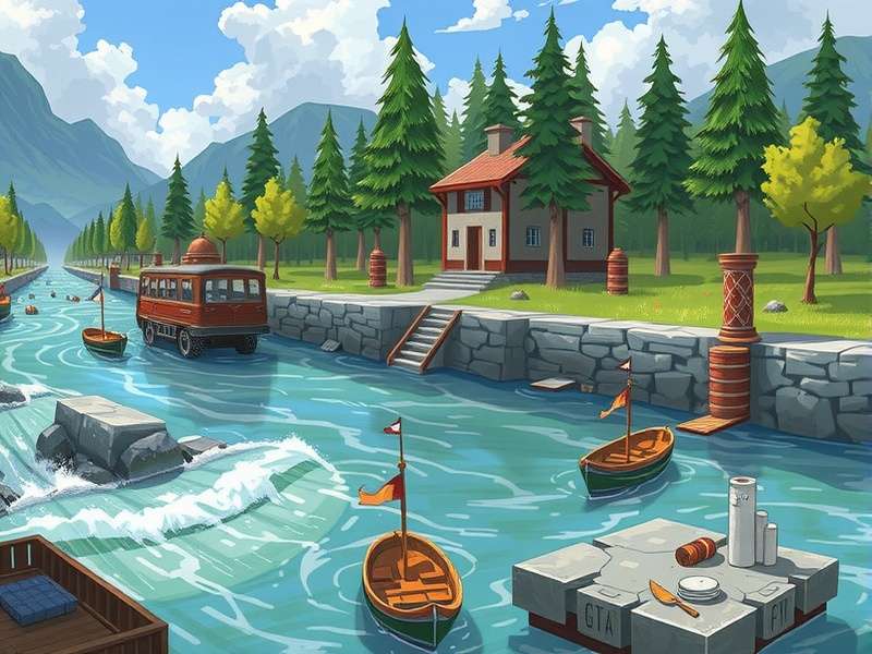 Strategic war map with river and control points illustration