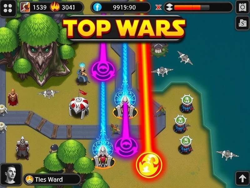 Top Wars Gameplay strategic battlefield overview showing base building and combat